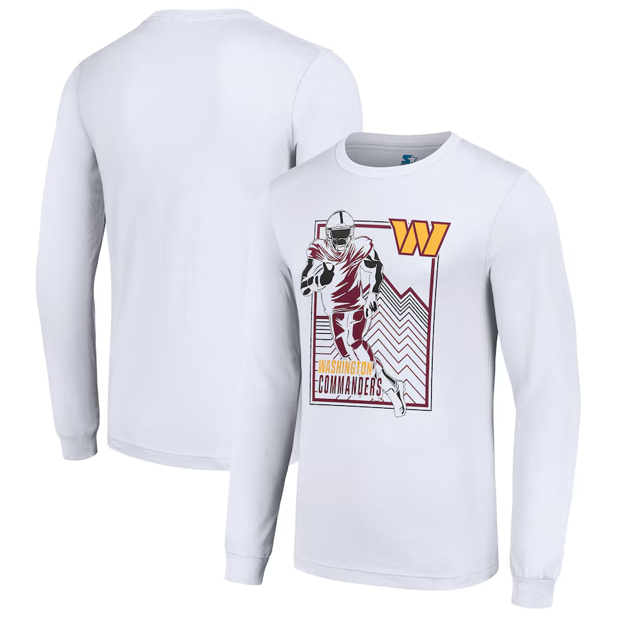 Men Washington Commanders white 2024 NFL Long sleeve T Shirts->nfl t-shirts->Sports Accessory